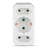 Adaptor triplu V-TAC cu 3 prize, 16A/2x2.5A, max. 3500W, alb