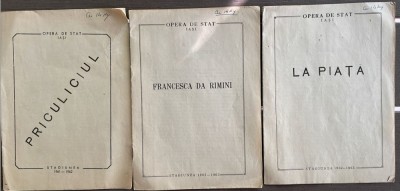 Lot 3 programe, Anii 60, Opera de Stat Iasi, cultura comunism, PRICULICIUL, LA PIATA, FRANCESCA DA RIMINI / Oleg Danovschi, Ion Ipser, Dan Brezuleanu foto