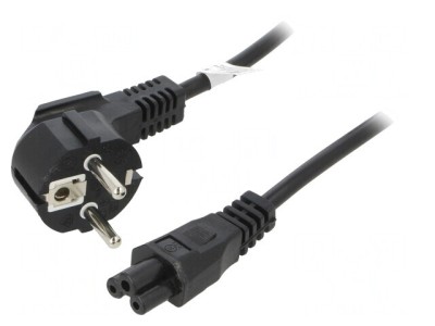 Cablu Alimentare 3m Negru IEC C5 la CEE 7/7 Unghiular foto