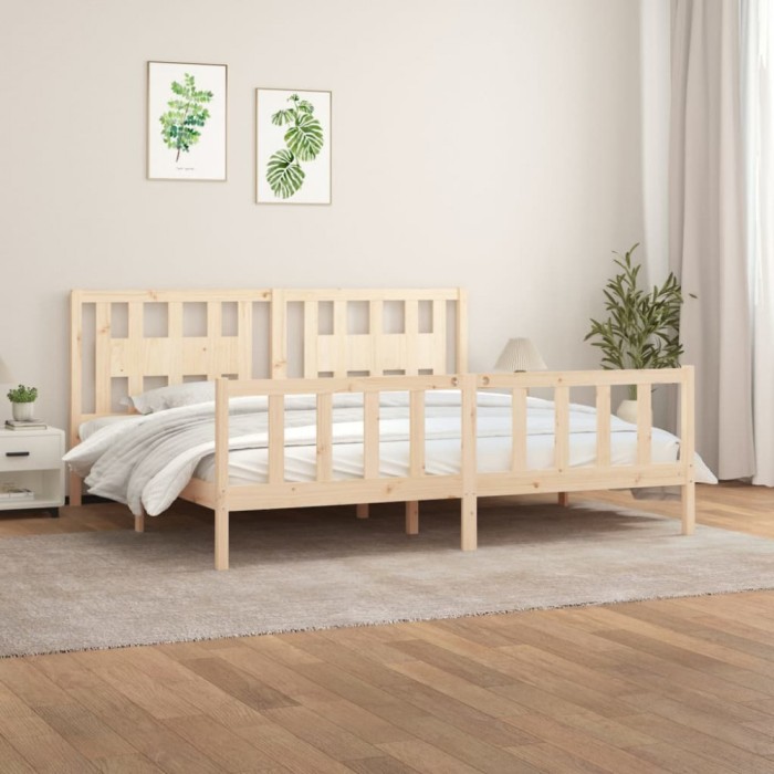 Gossi cadru de pat cu tablie 200x200 cm, lemn masiv de pin