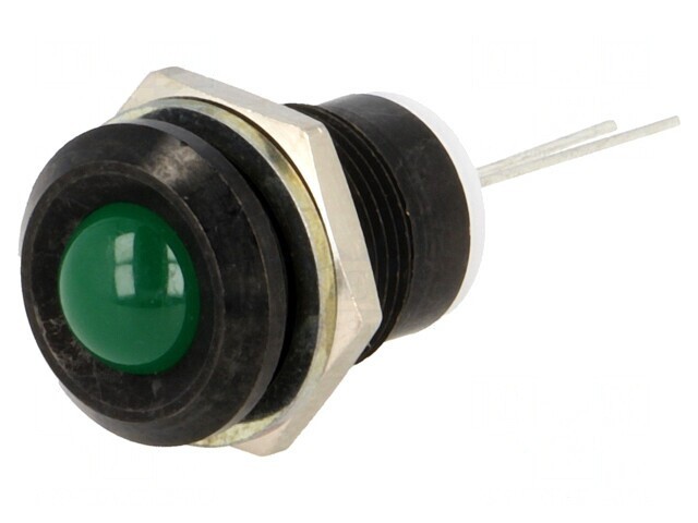Lampă LED Verde Convex &Oslash;12mm pentru PCB