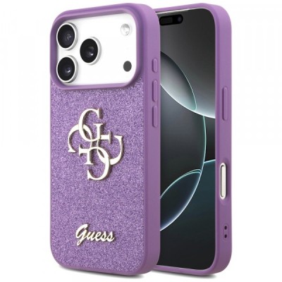 Husa pentru Apple iPhone 17 Pro Max, Guess, Fixed Glitter Big 4G, Mov foto