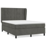 Cumpara ieftin Pat box spring cu saltea, gri inchis, 140x200 cm, catifea