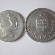 Ungaria Lot 2 monede:50 Filler 1948 + 1 Pengo 1941