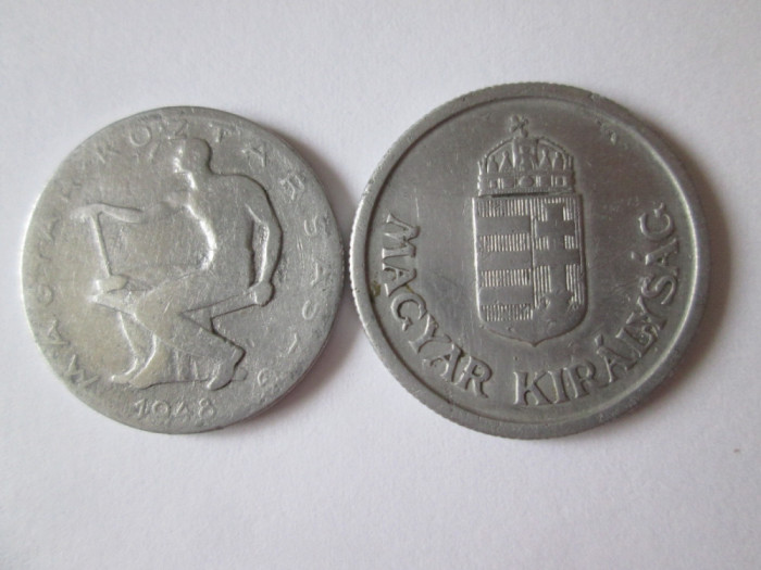 Ungaria Lot 2 monede:50 Filler 1948 + 1 Pengo 1941