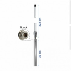 Antena LPWAN 824 - 896 MHz (Lora) N jack 10 dBi 223 cm omnidirectionala fixa exterior, Delock 12581