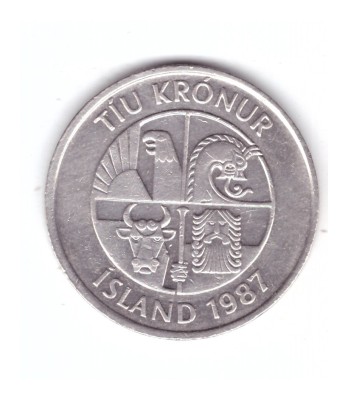 Moneda Islanda 10 kronur 1987, stare buna, curata foto
