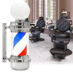 Lampă iluminată Barber Pole pentru barber shop argintiu 68 cm