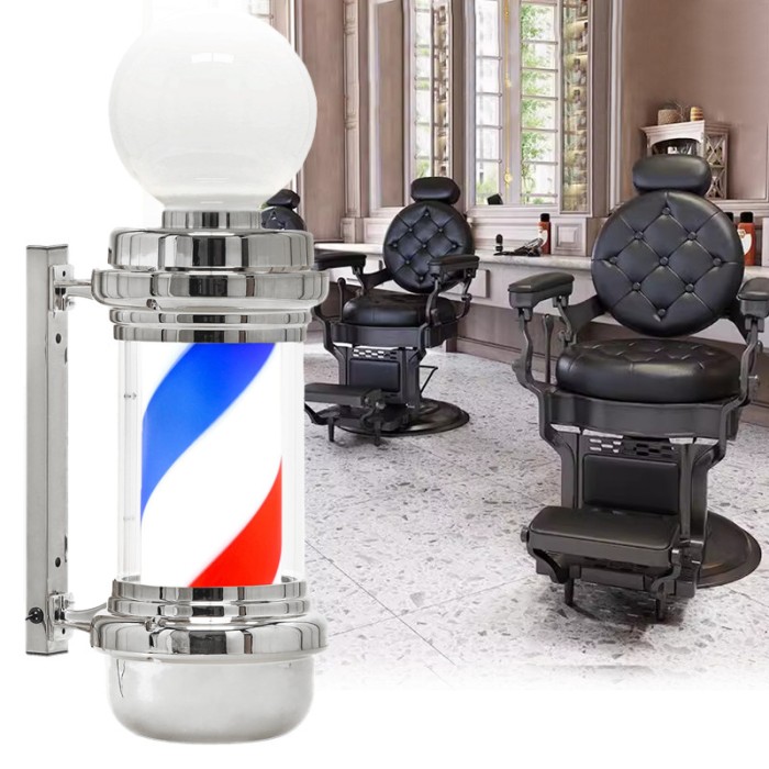 Lampă iluminată Barber Pole pentru barber shop argintiu 68 cm