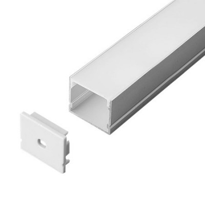 Profil pentru banda LED, 2 m, 30 x 20 mm, protectie plastic, aluminiu, Alb foto