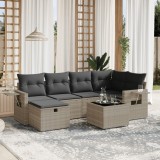 Cumpara ieftin Set canapele de grădină cu perne, 7piese gri deschis poliratan