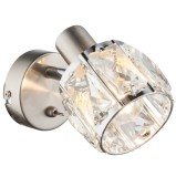 Aplica Kris 54356-1, 1 x E14, nichel mat + decoratiuni din sticla transparenta, clasica