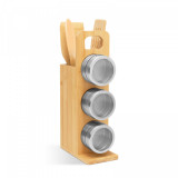 Raft magnetic pentru condimente - set de scule din bambus - 7 piese - 80 x 135, Bewello