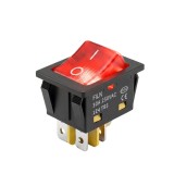 Intrerupator rocker basculant ON-OFF KCD4, 4 pini, LED rosu, 30A, 250VAC, 30x22 mm