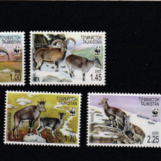 Tajikistan 2005-WWF,Fauna,Oaia albastra,Bharal,serie 4 val.MNH,Mi.392-395A