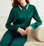Cumpara ieftin Bluza eleganta, cu model verde, dama, Shein