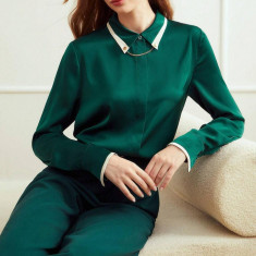Bluza eleganta, cu model verde, dama, Shein