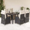 VidaXL Set mobilier de grădină cu perne, 7 piese, negru, poliratan 3213318