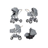 Carucior multifunctional 3in1 geanta roti EVA maner reversibil parasolar Splendor SP530GRI JGR
