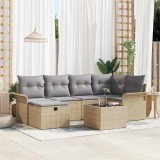 vidaXL Set de canapele pentru grădină cu pernă 7 pcs Rattan poli 3360221