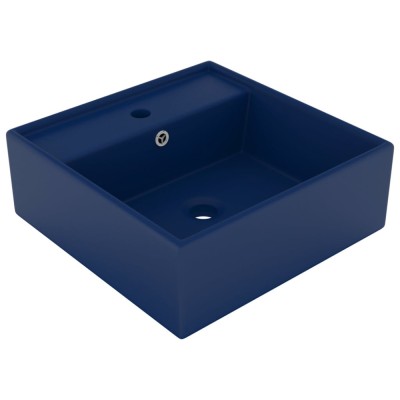 vidaXL Chiuvetă lux preaplin albastru mat 41x41cm ceramică pătrat 146946 foto