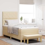 vidaXL Pat cu arcuri cu pernă cu headboard Crem 200 x 100 cm țesătură 3344357