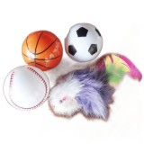 Set 4 piese, jucarii pentru pisici, 3 mingiute cu clopotel si 1 soricel cu puf, 4.5-10cm, Ropet