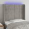 Tablie de pat cu LED, gri deschis, 83x16x118/128 cm, catifea GartenMobel Dekor