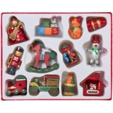 Set Ornamente Brad Crăciun din Lemn, Figuri Diverse 5cm, CMCLASS