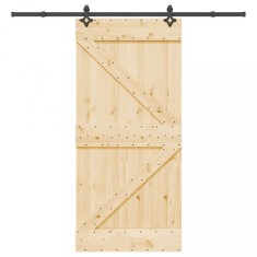 vidaXL Ușă glisantă cu set de feronerie 95x210 cm, lemn masiv de pin 3332636