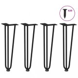 vidaXL Picioare tip agrafă pentru măsuță de cafea, 4 buc., negru, 42 cm, oțel masiv