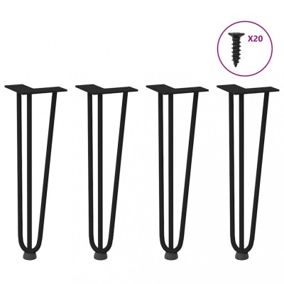 vidaXL Picioare tip agrafă pentru măsuță de cafea, 4 buc., negru, 42 cm, oțel masiv foto