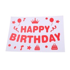 Sticker autocolant pentru baloane, flippy, tematica aniversare, model happy birthday, 29x21 cm, rosu