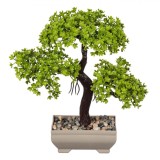 Ghiveci Decorativ Bonsai Artificial cu Pietre, Rectangular, Bej 22cm, Interior