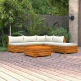 VidaXL Set mobilier grădină cu perne, 6 piese, lemn masiv acacia