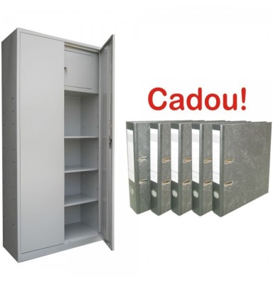 FISET METALIC CU 3 RAFTURI SI SEIF ECO+, 900x400x1800 mm (LxlxH) +5 Bibliorafturi Cadou! foto