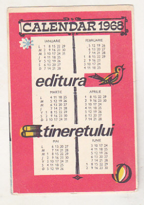bnk cld Calendar de buzunar 1968 Editura Tineretului foto