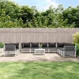 vidaXL Set mobilier de grădină cu perne albe, 11 piese, oțel 3186928