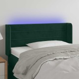 vidaXL Tăblie de pat cu LED, verde &icirc;nchis, 93x16x78/88 cm, catifea 3123415