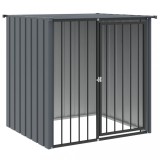 Cumpara ieftin Cusca caine cu acoperis, negru, 110x103x109 cm, otel galvanizat