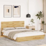 Cumpara ieftin Cadru pat cu tăblie fără saltea 140x200 cm lemn masiv de stejar