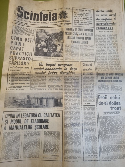 scanteia 21 martie 1968-jud. harghita,manualele scolare,autoturismul romanesc