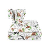 Lenjerie patut 3 piese, Qmini, Pentru patut 120x60 cm, Cu protectie laterala, Din bumbac certificat Oeko Tex Standard 100, The c