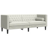Cumpara ieftin Canapea Chesterfield cu pernute/3 locuri, crem, catifea