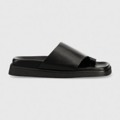 Alohas slapi de piele Toe Ring Flop femei, culoarea negru, S00174.25