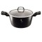 Oala din aluminiu marmorat cu capac 4.1 L, Black Silver, Berlinger Haus