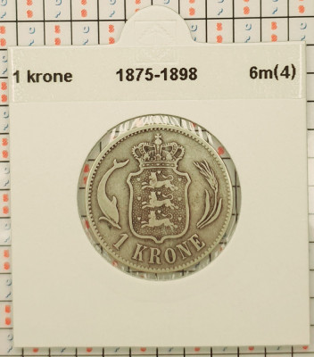 Danemarca 1 krone 1875 argint - Christian IX - km 797 - G011 foto
