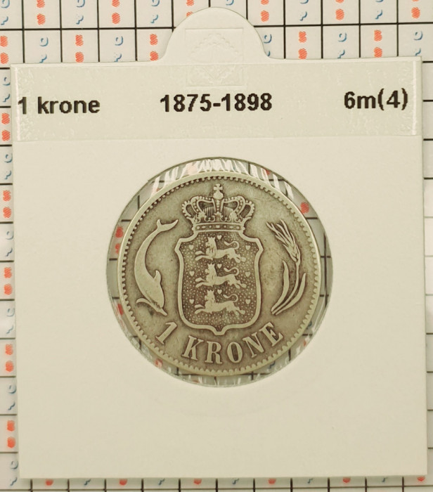 Danemarca 1 krone 1875 argint - Christian IX - km 797 - G011