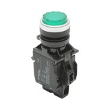 Buton comanda iluminat convex LED 24V AC/DC verde cu revenire 1NO+1NC, 10A/600V AC, 1A/250V DC LA42 Breckner Germany