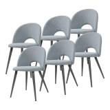 Set 6 scaune dining Karijoki gri &icirc;nchis, tapitate, cu picioare metalice